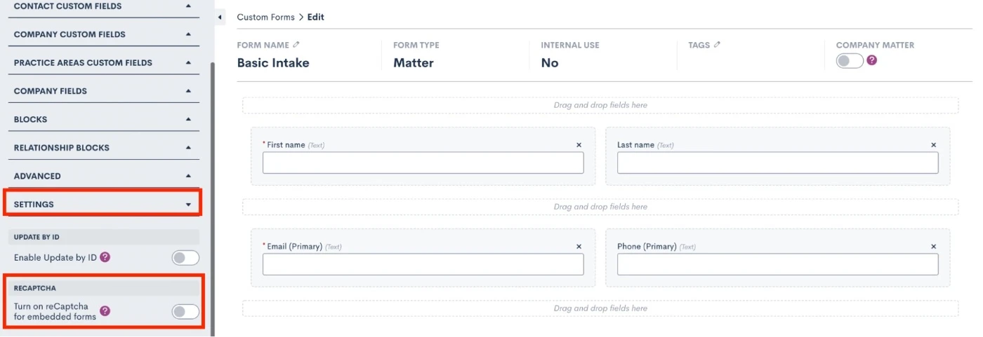 reCaptcha on Embedded Forms