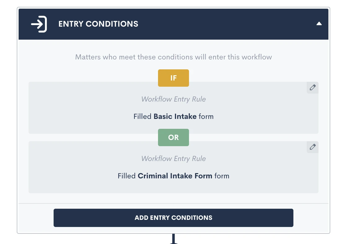 Set Multiple Entry Conditions with And/Or Relationship