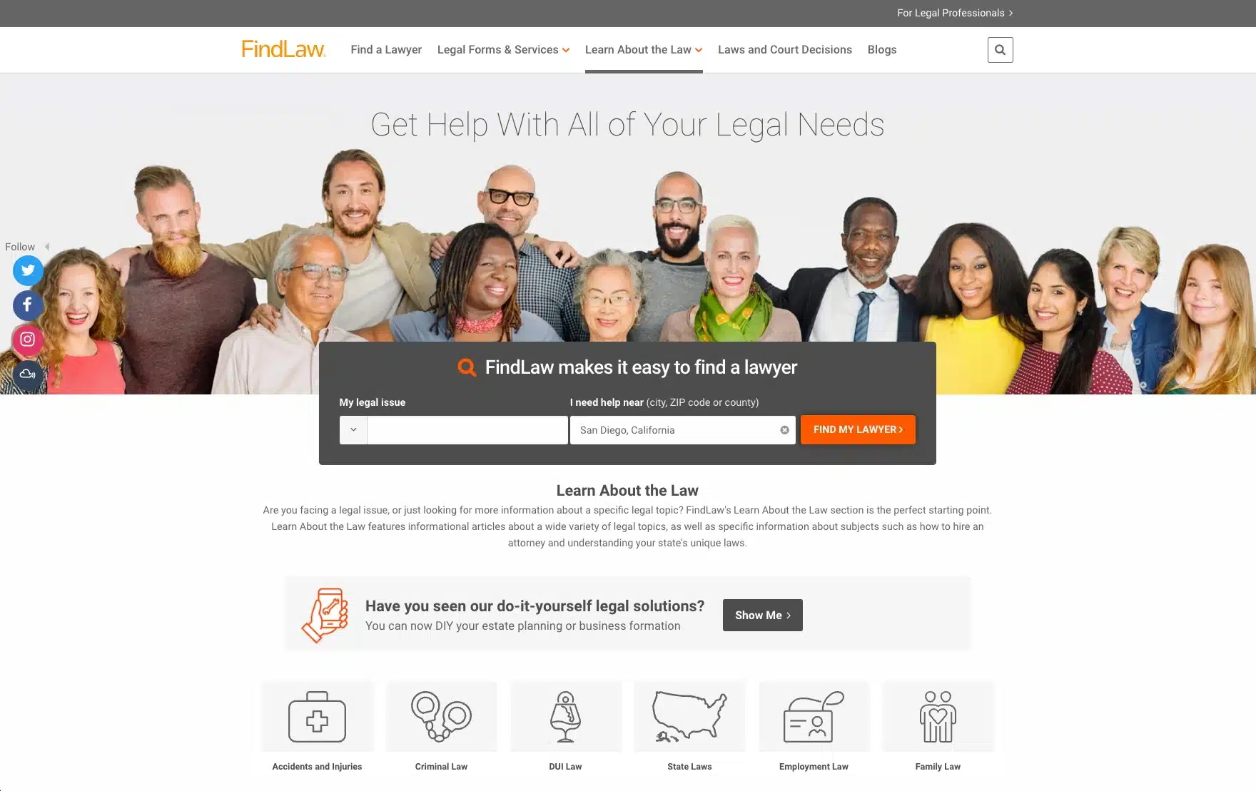 FindLaw home page