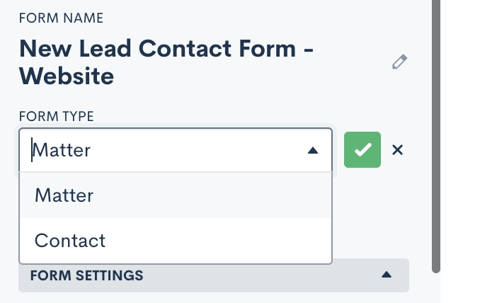 Form name and form type