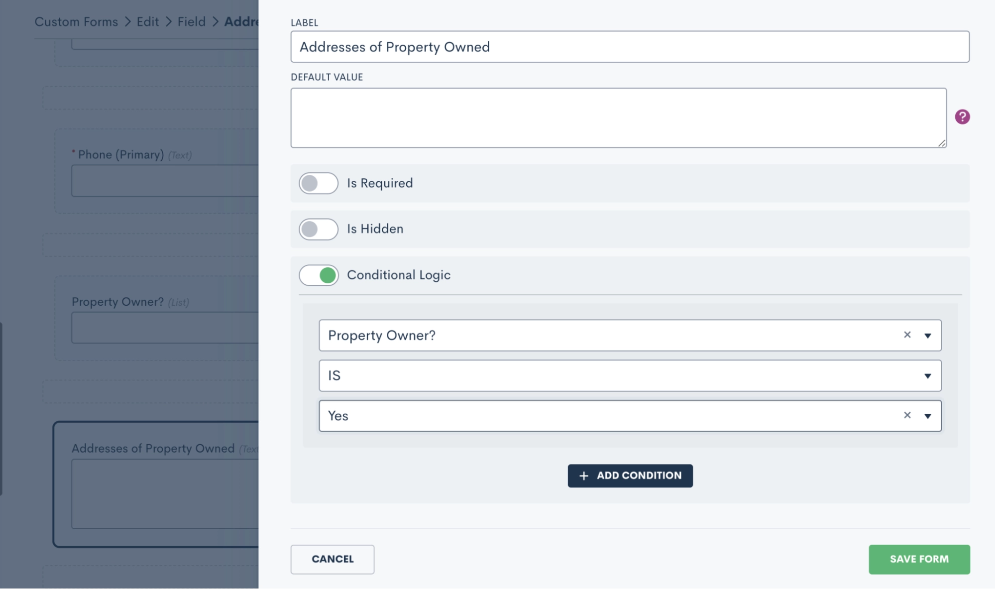 Conditional logic & required fields